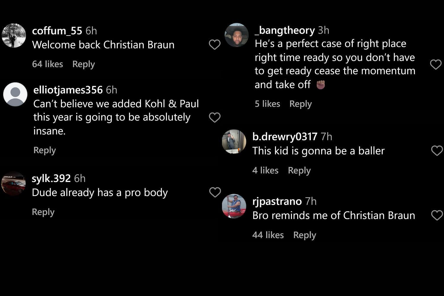 Fans commented on Instagram (@kuhoops/IG)